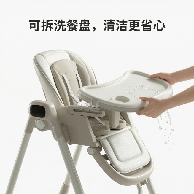 根据图中的电动儿童餐椅创作9张电商主图风格要极简每一张要包含卖点预览效果