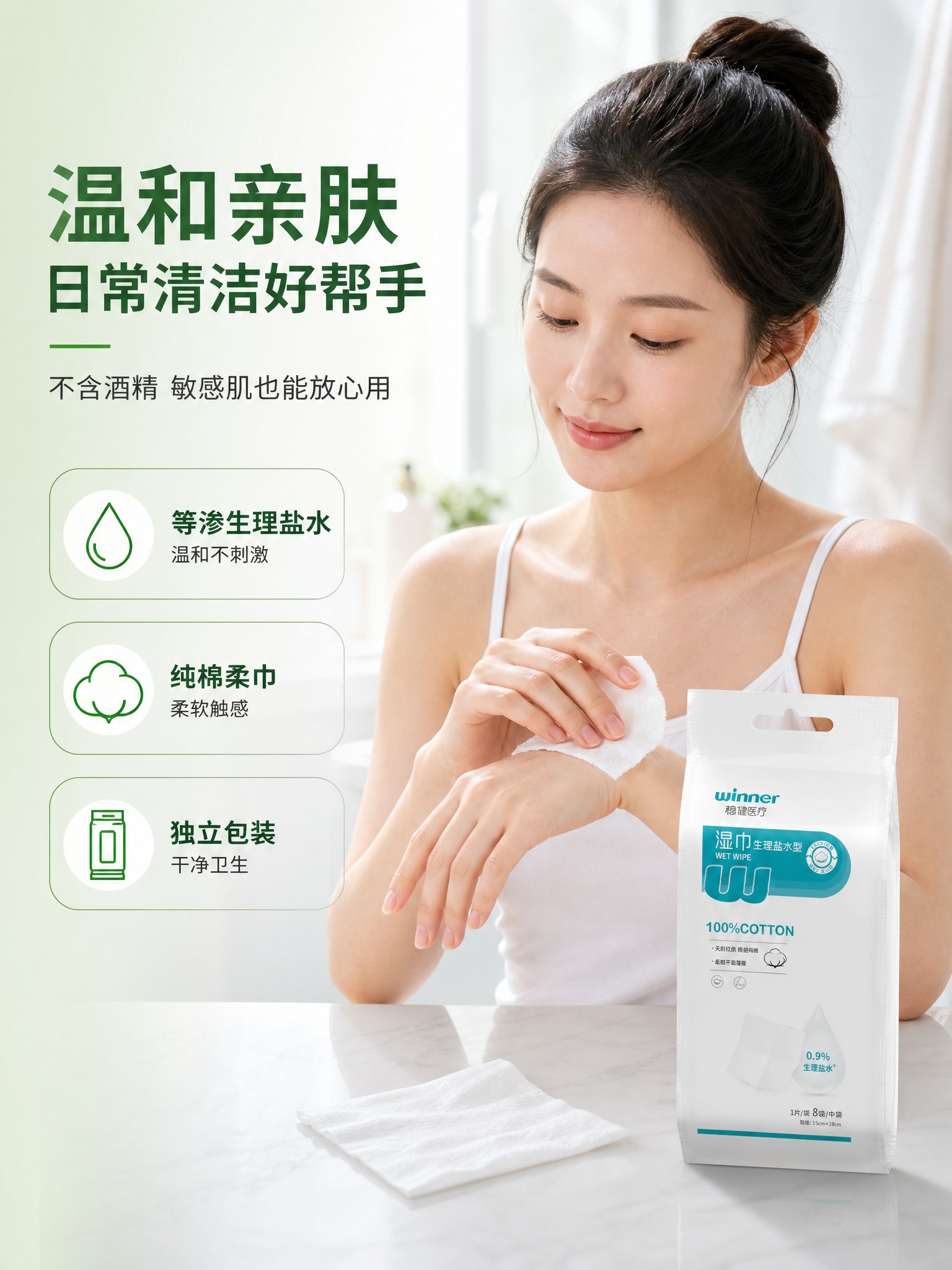 [商品] 使用【图1】稳健医疗生理盐水湿巾8片装包装袋；保留包… - 图片创意预览