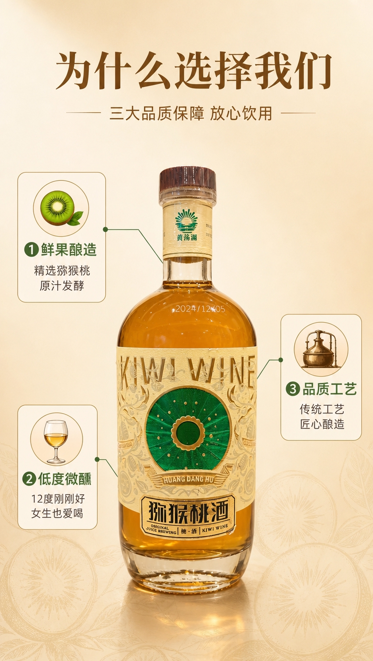 [商品] 使用【图1】黄荡湖猕猴桃酒；保留瓶身、酒液、酒标所有… - 图片创意预览
