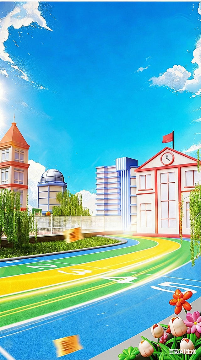 将跑道修改为蓝、黄、绿相间的彩色跑道，整体画面色调对比加强20%