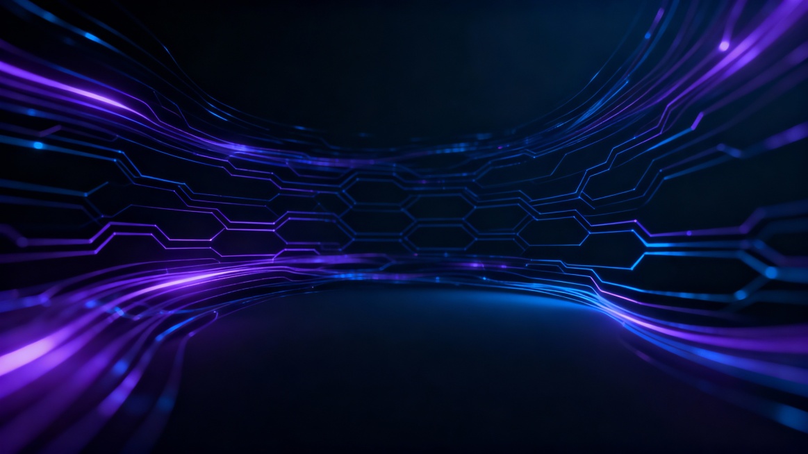 Dark futuristic crypto background, abstract blockchain lines flowing in space, soft neon highlights,预览效果