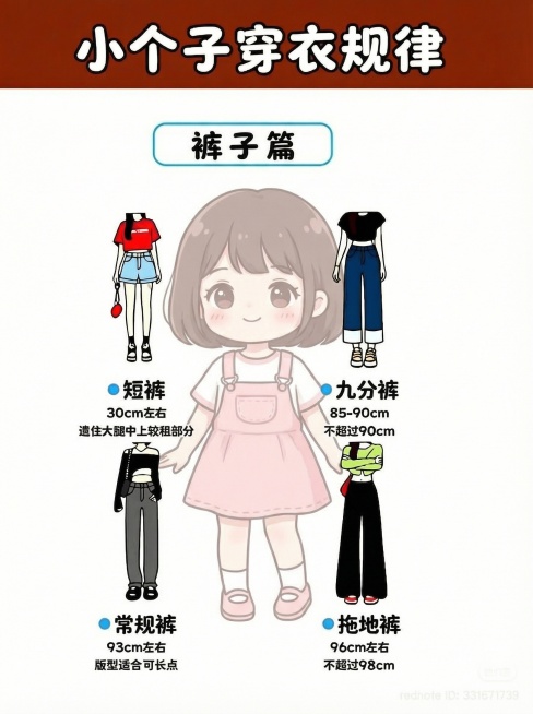 将背景中的半透明动漫小女孩替换为全新不同的可爱动漫小女孩形象，保持位置和半透明效果不变；保持所有文字、裤子元素、排版和风格不变，字体维持圆润可爱风格预览效果