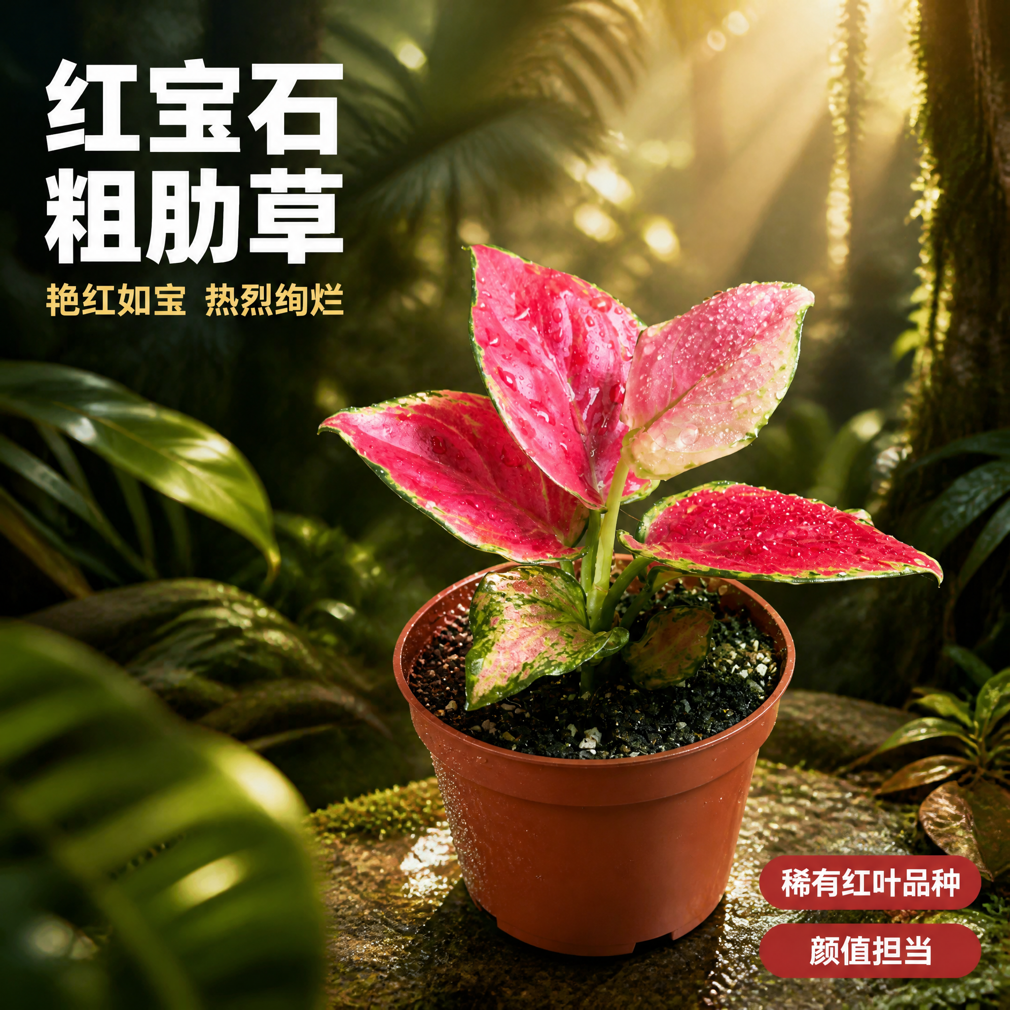[主图-3] 红宝石粗肋草 热带雨林单品特写主图。 [统一基调… - 图片创意预览