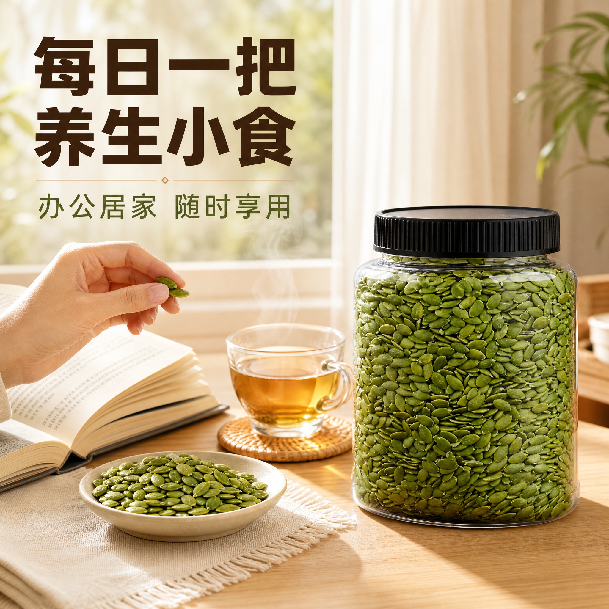 [主图-4] 主题：南瓜子仁日常养生场景。唯一任务：展示产品适… - 图片创意预览
