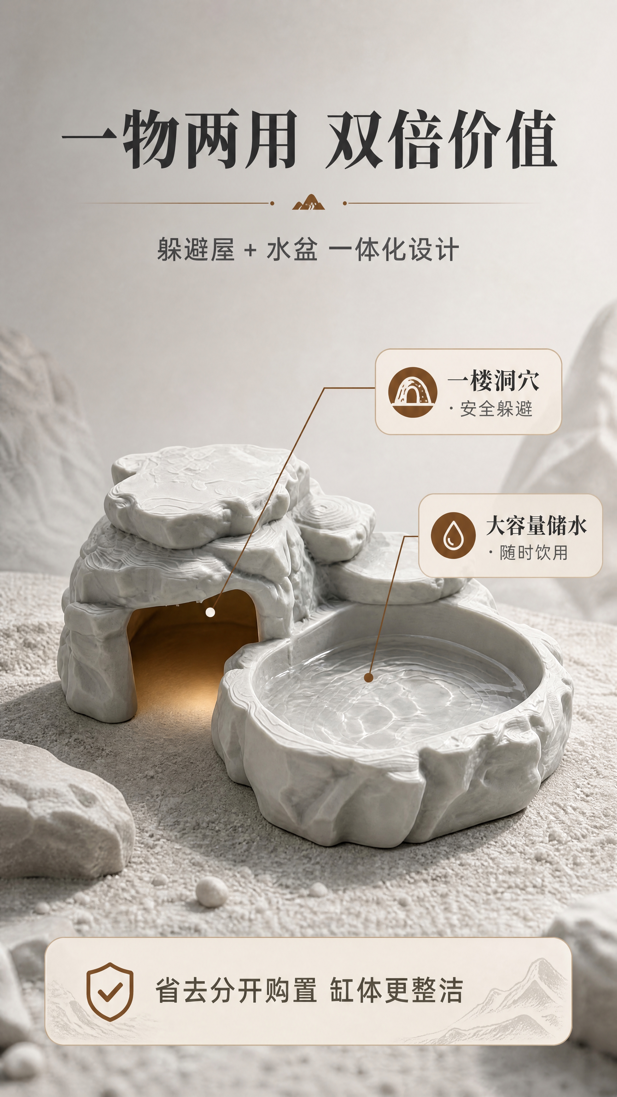 [商品] 使用【图2】浅灰款烟岚岩寄居蟹躲避屋；保留原有的岩石… - 图片创意预览