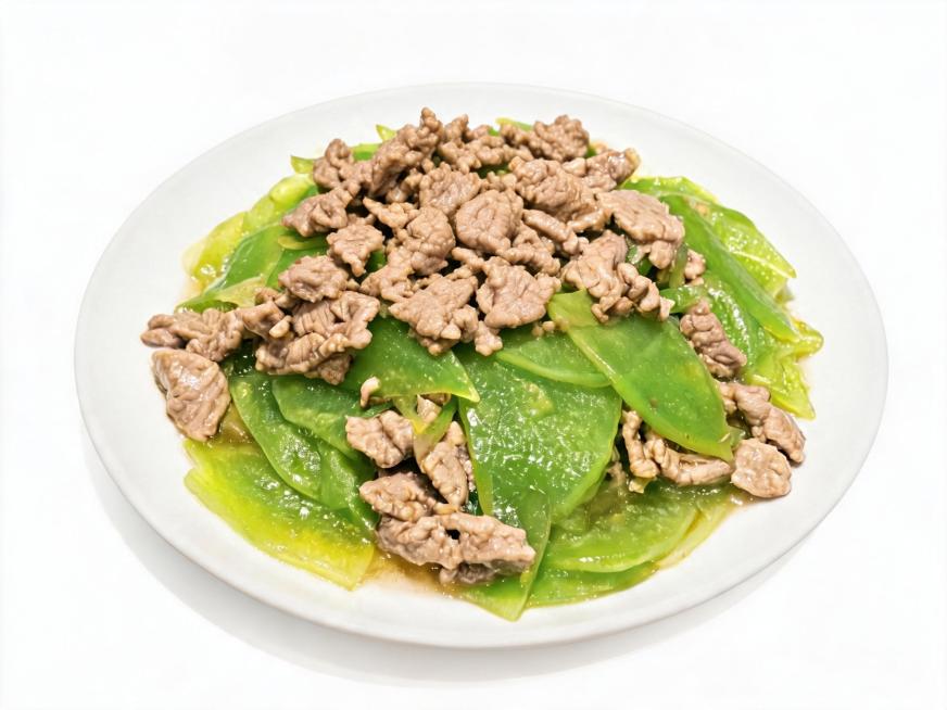 将青笋肉片这道菜的背景替换为纯白色，保留盘子和菜品主体不变预览效果