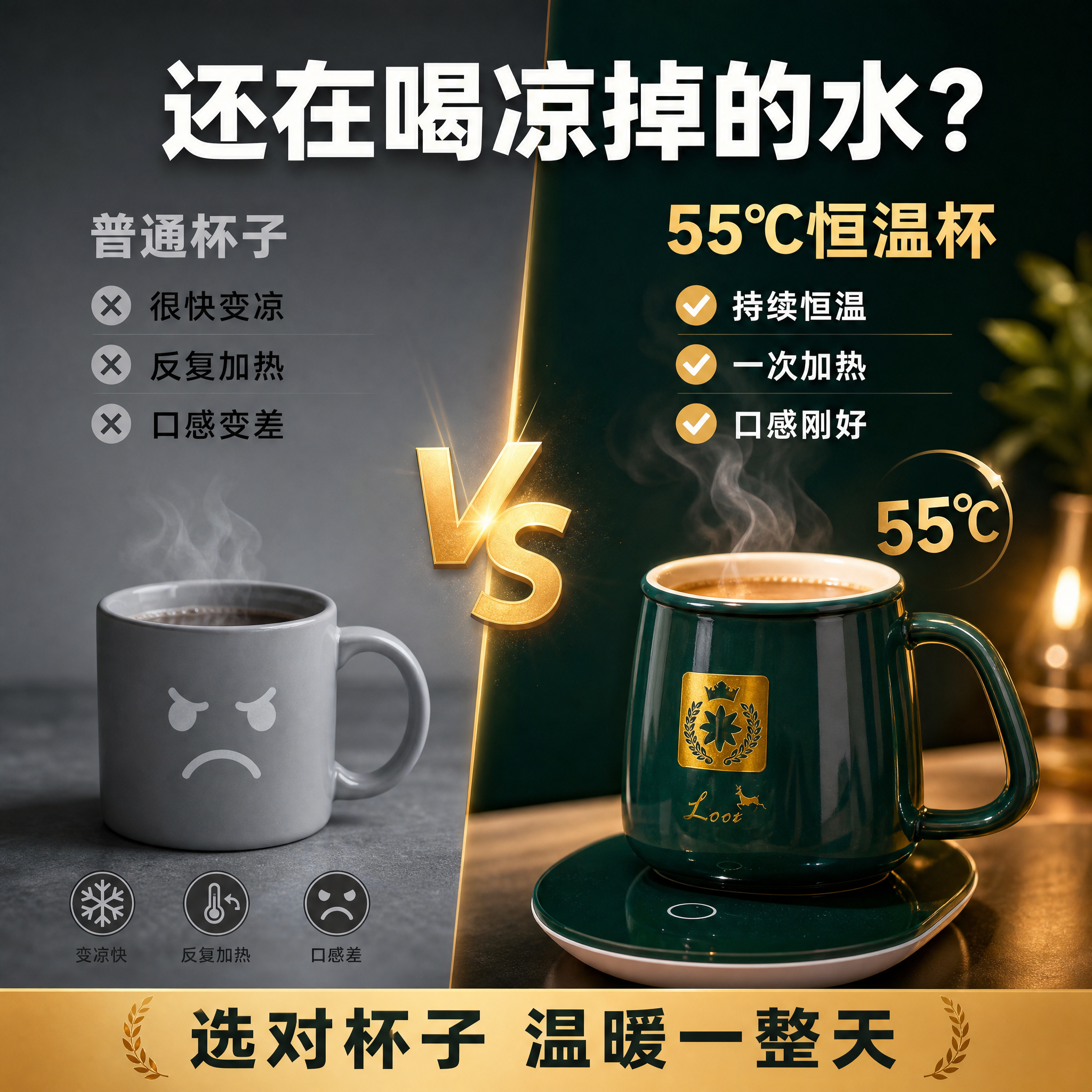 [主图-9] 对比优势型，普通杯子vs恒温杯，痛点对比强转化。… - 图片创意预览