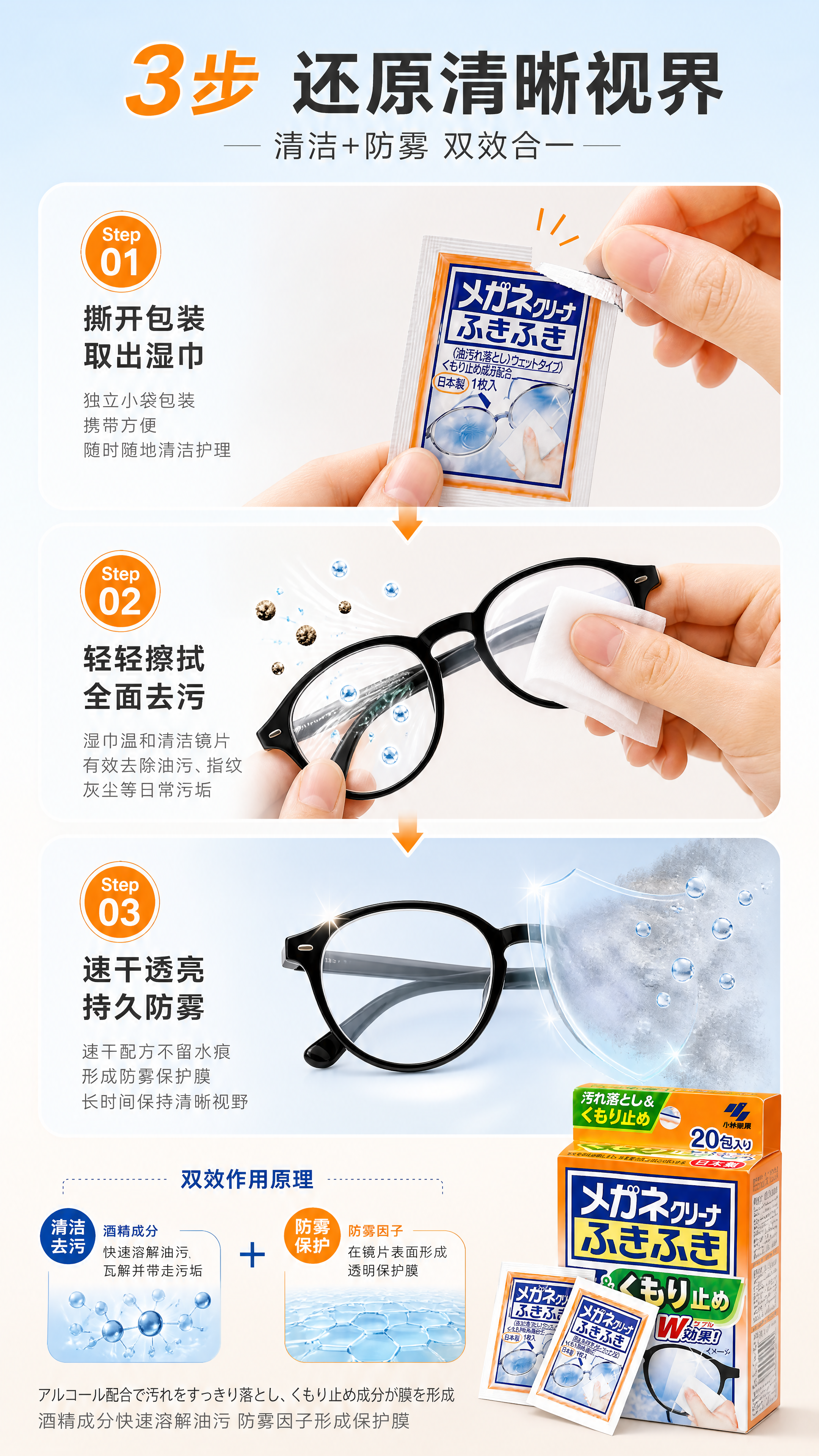 [商品] 使用用户上传的小林制药眼镜清洁湿巾产品图；保留独立包… - 图片创意预览