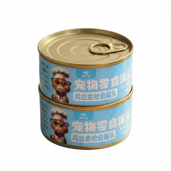 生成两个罐头完美的摞起来，保证包装完整性和一致性，最上面的罐头要求是封口的预览效果