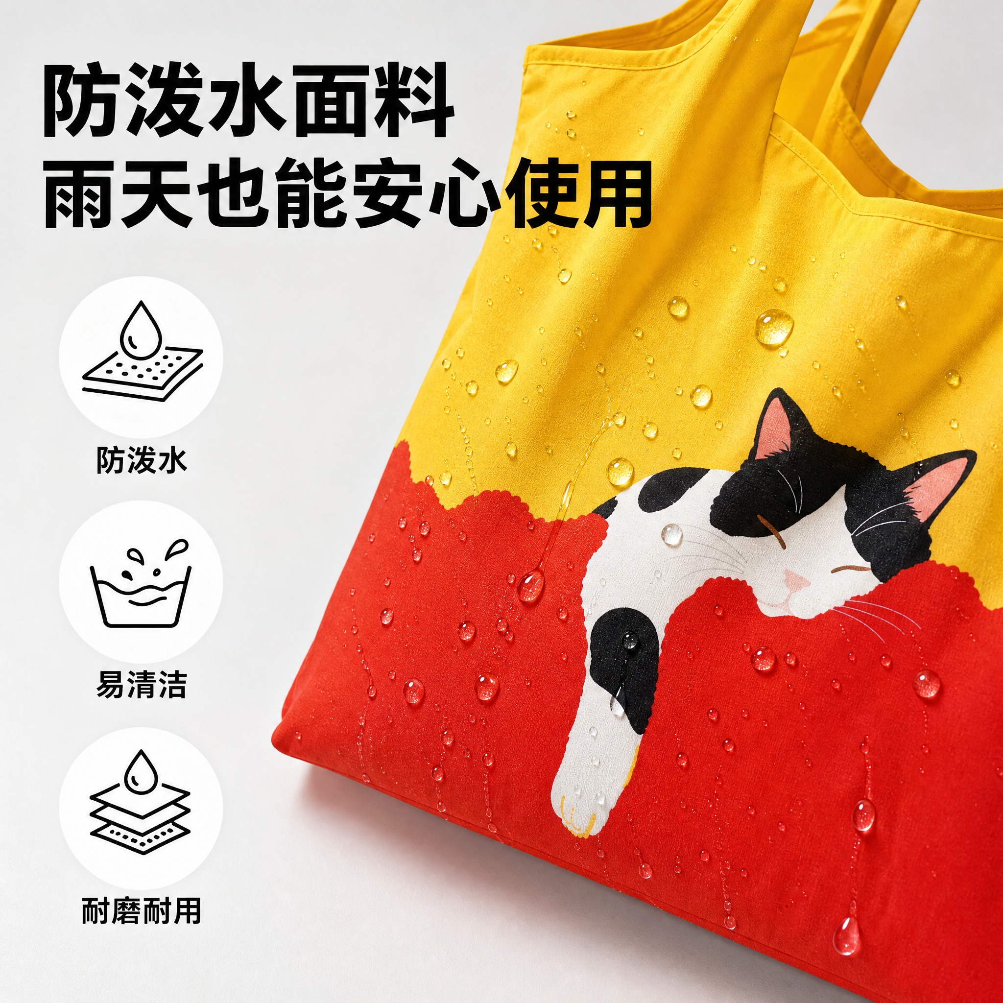 [单张主图] 折叠环保购物袋防泼水面料卖点主图，爆款促销感路线… - 图片创意预览