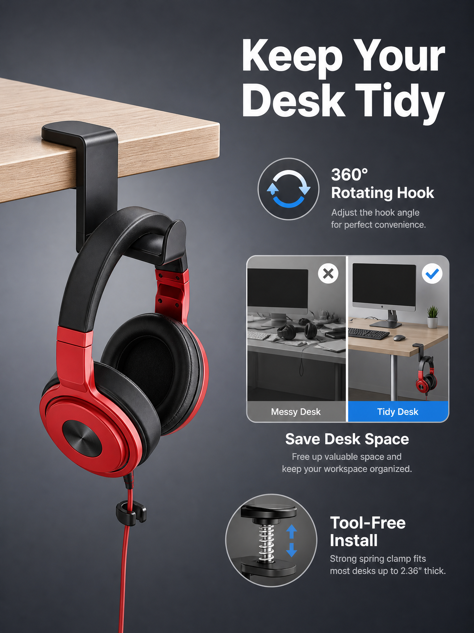 [主图-2] Gaming Headphone Hook Ha… - 图片创意预览