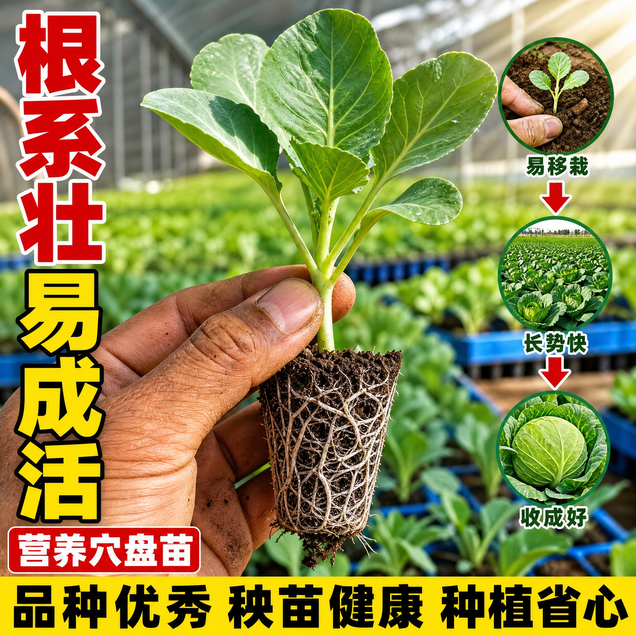 [主图-3] 主题：绿甘蓝苗根系壮 易成活 种植省心 细节卖点… - 图片创意预览