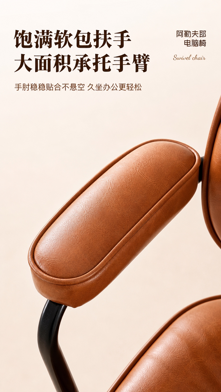 [商品] 使用【图3】棕色基础款电脑椅扶手部分，保留软包扶手、… - 图片创意预览