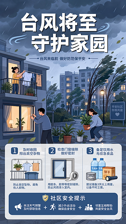 台风预警插画海报