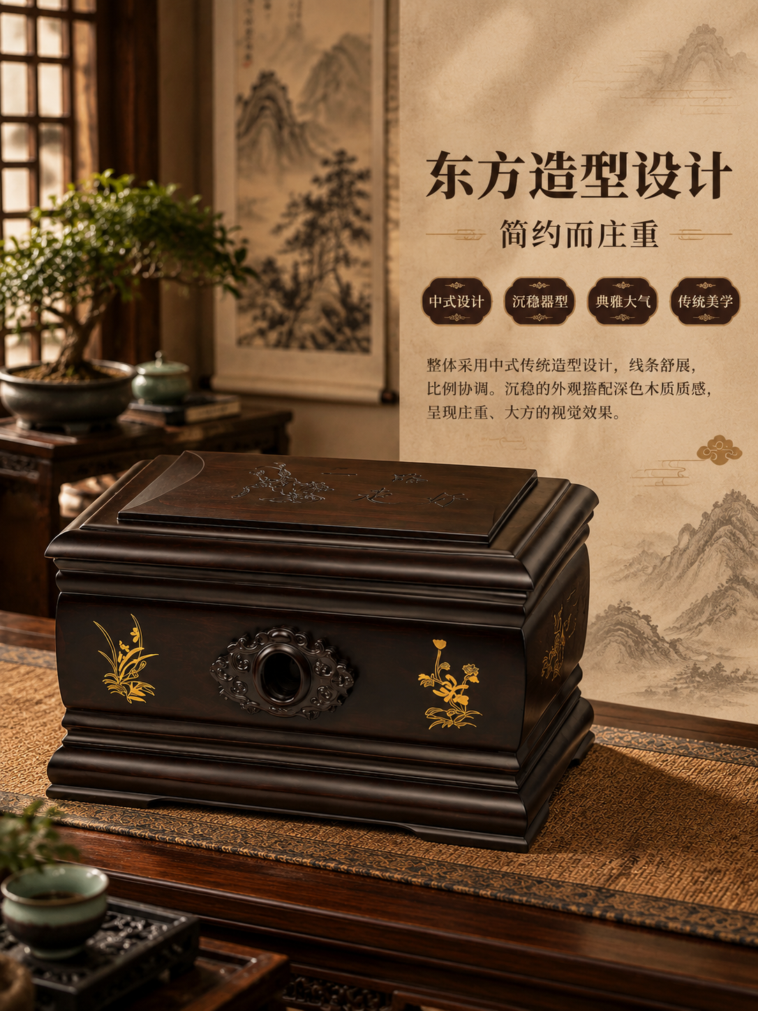 [商品] 使用【图6】金兰居橡胶木骨灰盒斜侧全景图；商品处理：… - 图片创意预览