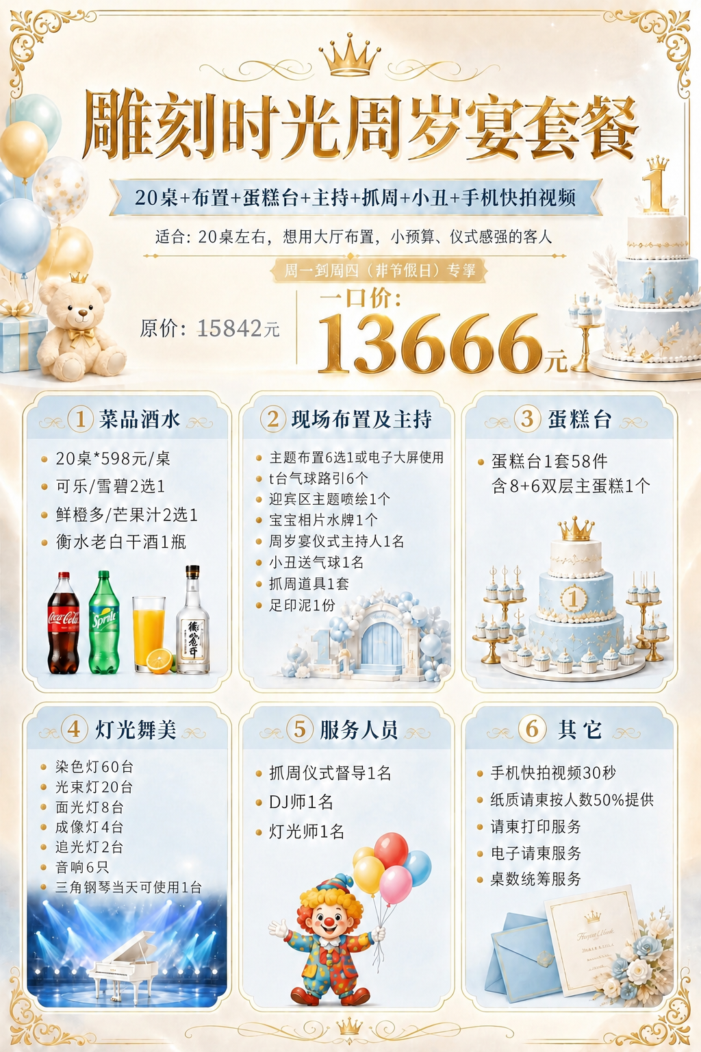 在这张周岁宴套餐海报上做两处修改：1. 将价格区域的"1299… - 图片创意预览