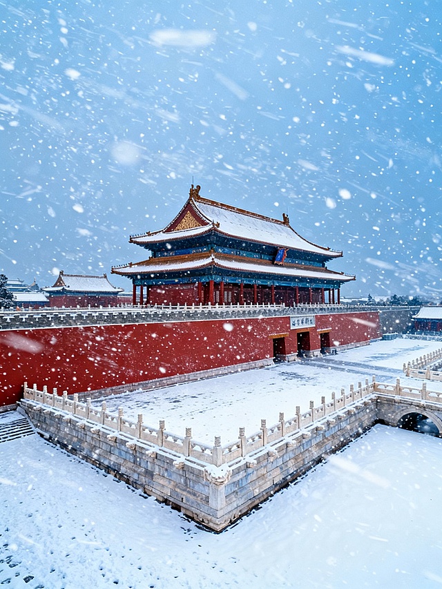生成故宫下雪了的10张小红书配图和1张封面图，结合文案：落雪紫禁城｜北京初雪已至，故宫又美成了千年前的模样
文案
北京终于下雪啦❄️当雪花落在故宫的檐角、红墙、汉白玉台基上，朱红与雪白撞出的，是独属于冬天的 “紫禁城浪漫”——飞檐上的瑞兽裹了层细雪，琉璃瓦成了镶银的诗，连石板路的纹路里，都藏着 “一下雪就穿越” 的氛围感。
等这场雪，等的是千年时光里的同一场心动；踩这方雪，踩的是红墙白雪里的古今同框。
今天的故宫，是被雪吻过的紫禁城，是刻在时光里的冬日限定。
标签
#北京初雪 #故宫下雪了 #落雪紫禁城 #红墙白雪的浪漫 #一下雪故宫就美成诗 #北京冬天的浪漫 #故宫的冬日限定 #雪落紫禁城 #北京下雪去哪玩 #故宫雪景