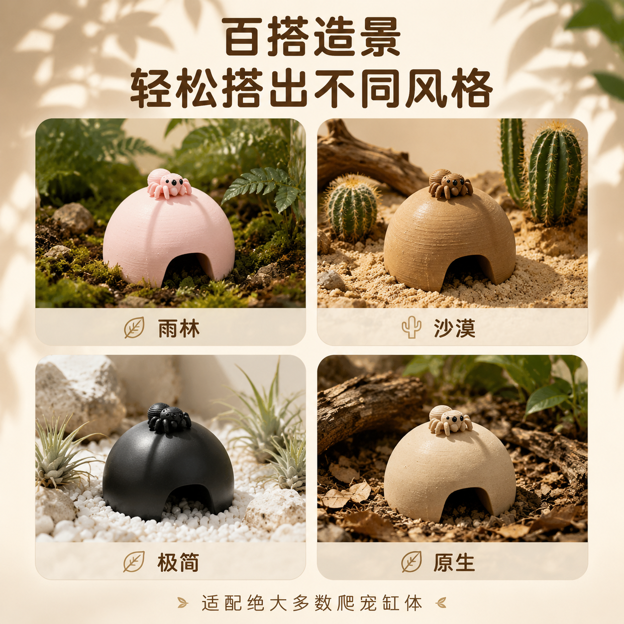 [主图-5] 造景百搭与兼容性：百搭造景+适配绝大多数爬宠与缸… - 图片创意预览