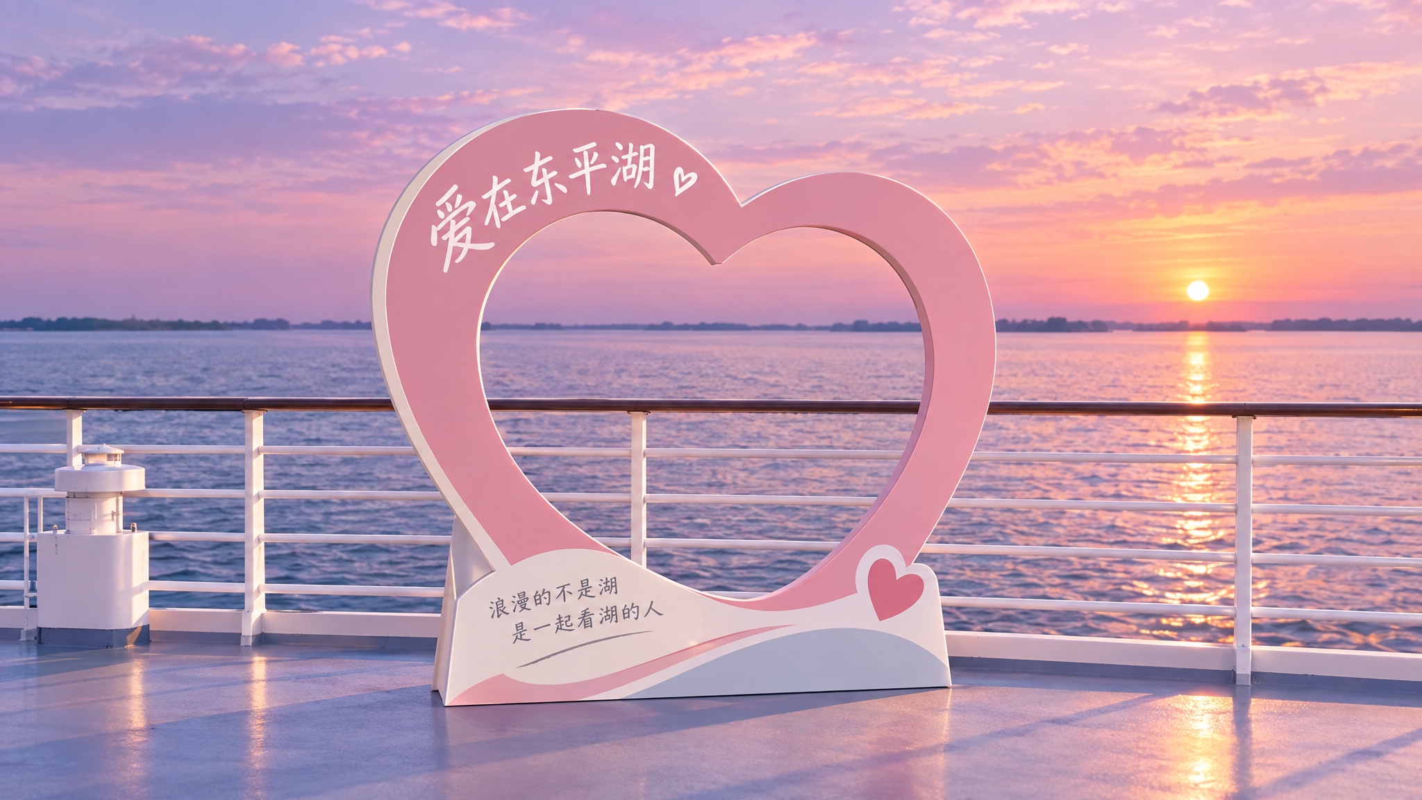 参考图中打卡牌设计风格，重新生成第四个东平湖浪漫主题镂空打卡牌… - 图片创意预览