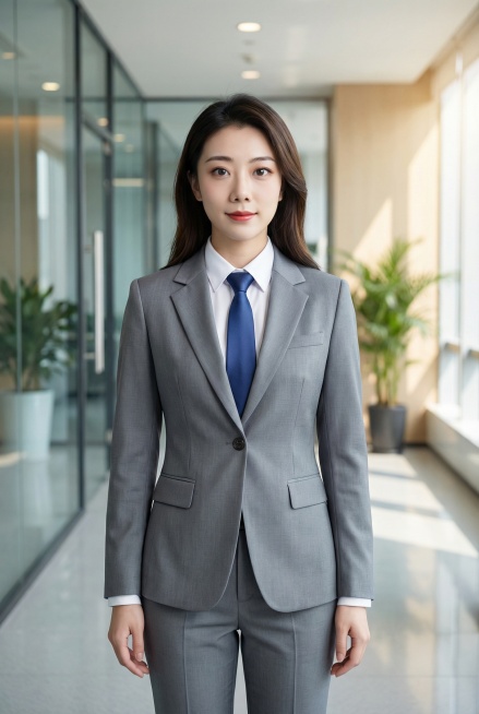 美化人物形象，根据人物面部特征生成职业风格全身照，人物双臂自然下垂预览效果