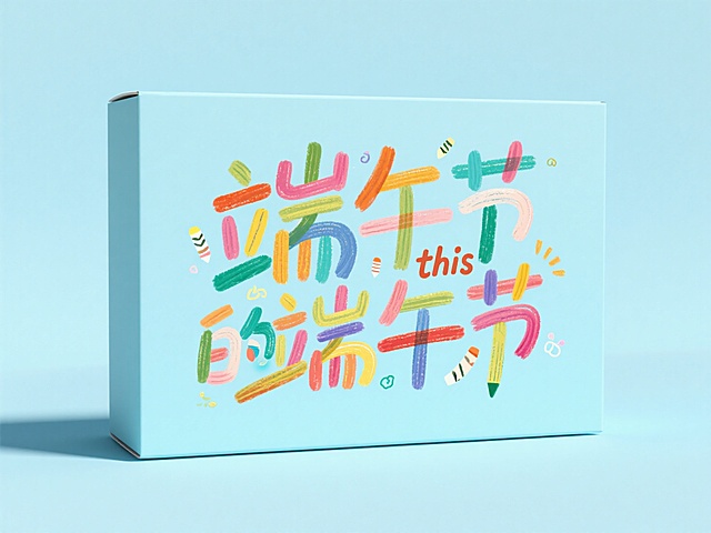 彩色的“this 的端午节”，粗糙的蜡笔风格，装饰可爱的小元素，浅蓝色背景