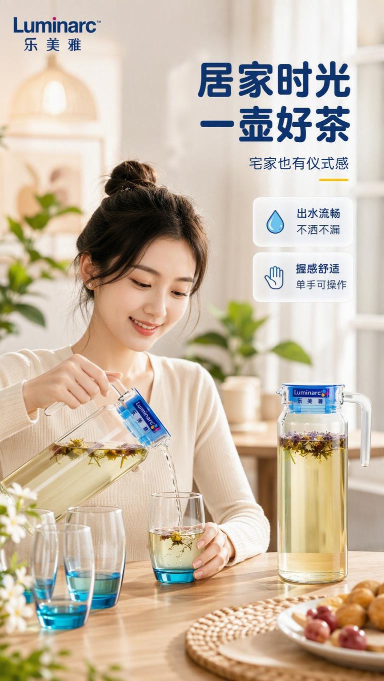[商品] 使用【图1】乐美雅玻璃冷水壶套装，保留玻璃材质、蓝色… - 图片创意预览