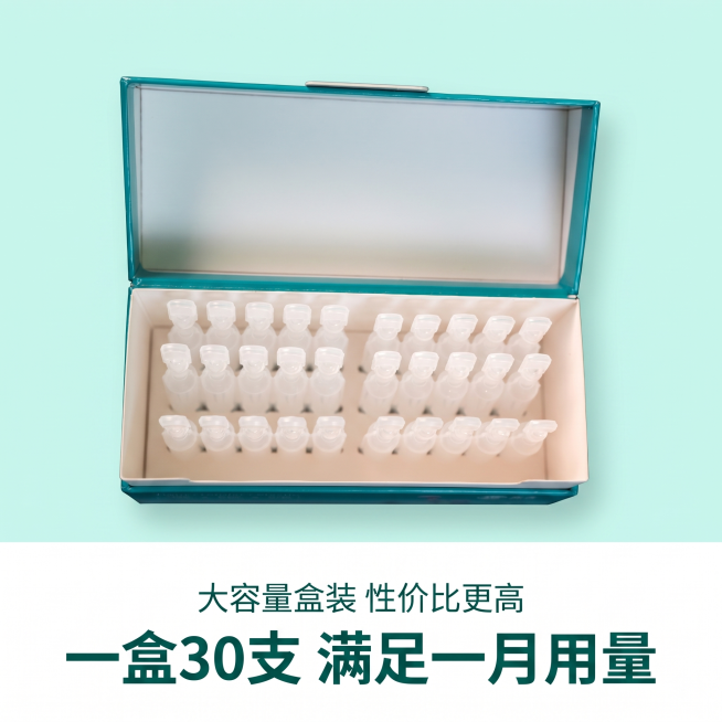 [主图 5] 胶原蛋白次抛精华整盒容量展示，突出性价比
[氛围风格] 通透直观，干净高级
[画质] 商业摄影质感，产品清晰真实，画面干净高级，保持产品外观和原图一致，杜绝变形色差
[元素] 打开的产品预览效果
