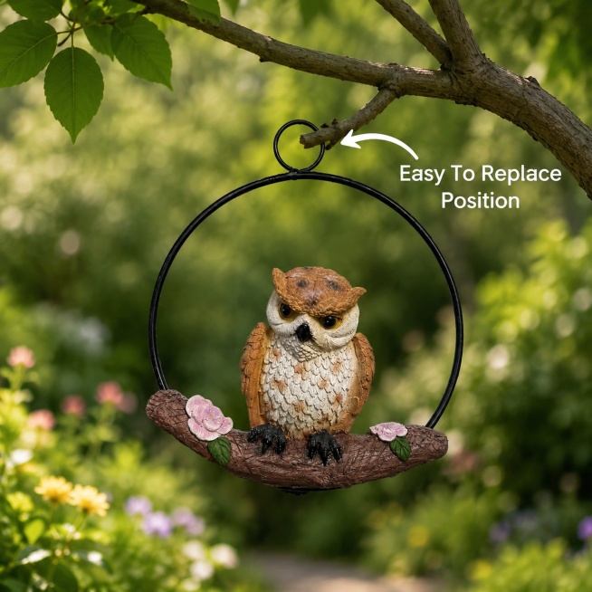 [Main Image 5] Easy disassembly feature display of circular hanging owl ornament. Show the product b预览效果