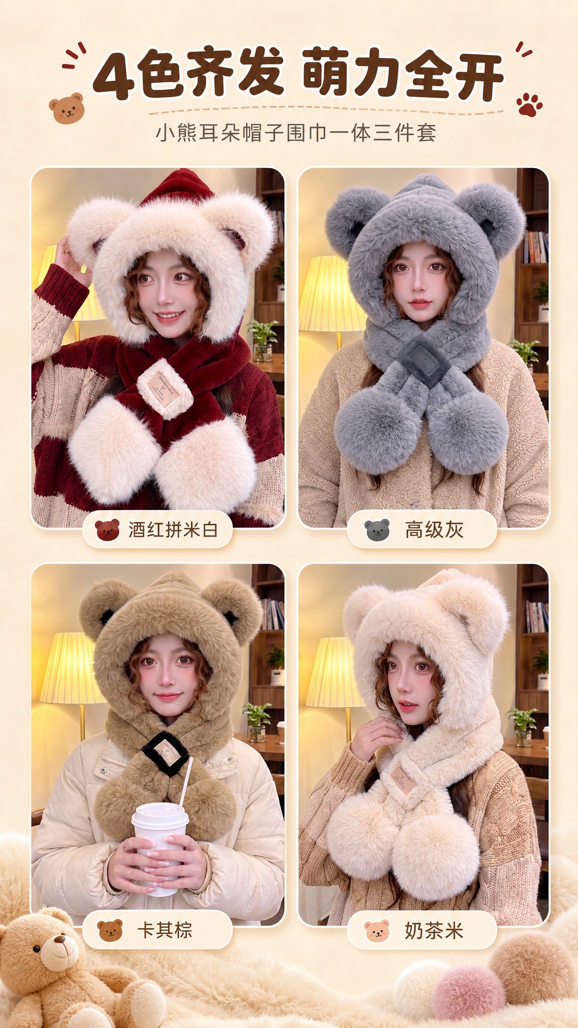 [商品] 使用【图1】酒红拼米白、【图2】高级灰、【图3】卡其… - 图片创意预览