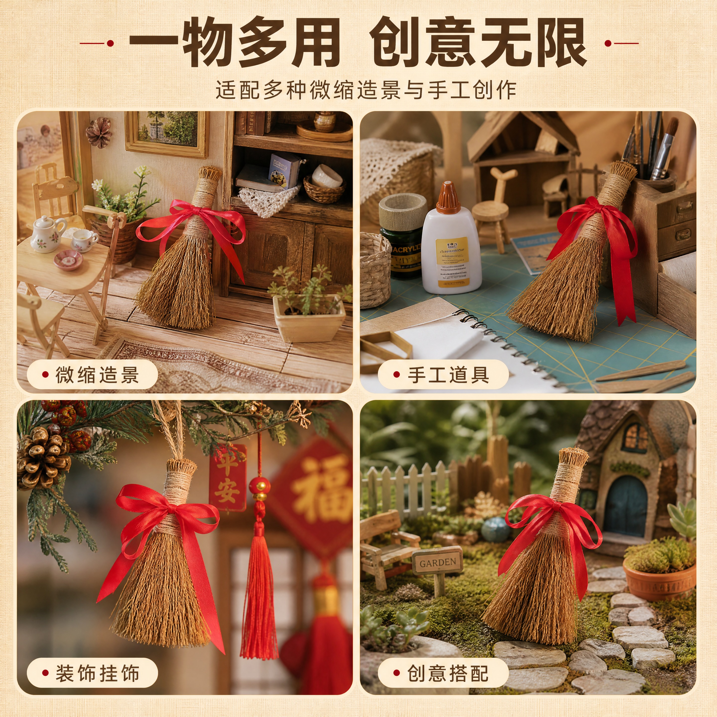[商品] 使用【图1】【图4】【图5】稻草小毛刷捆红绳；保留稻… - 图片创意预览
