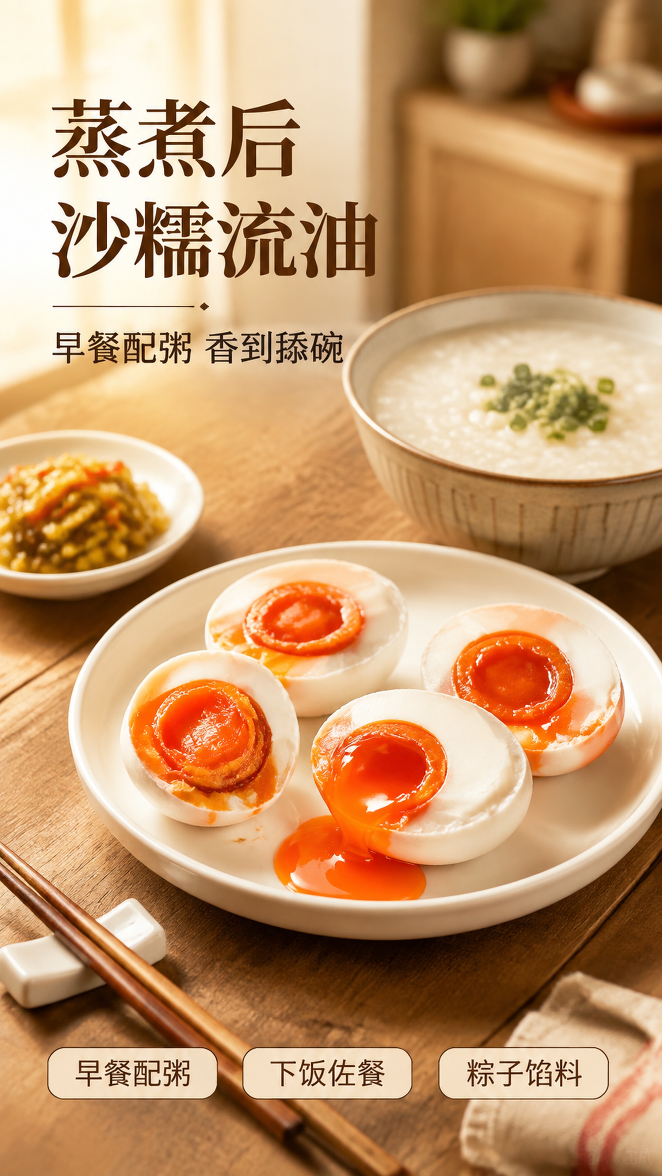 [第5张] 食用场景-蒸煮后流油蛋黄家常餐桌。本张使用【图1】… - 图片创意预览