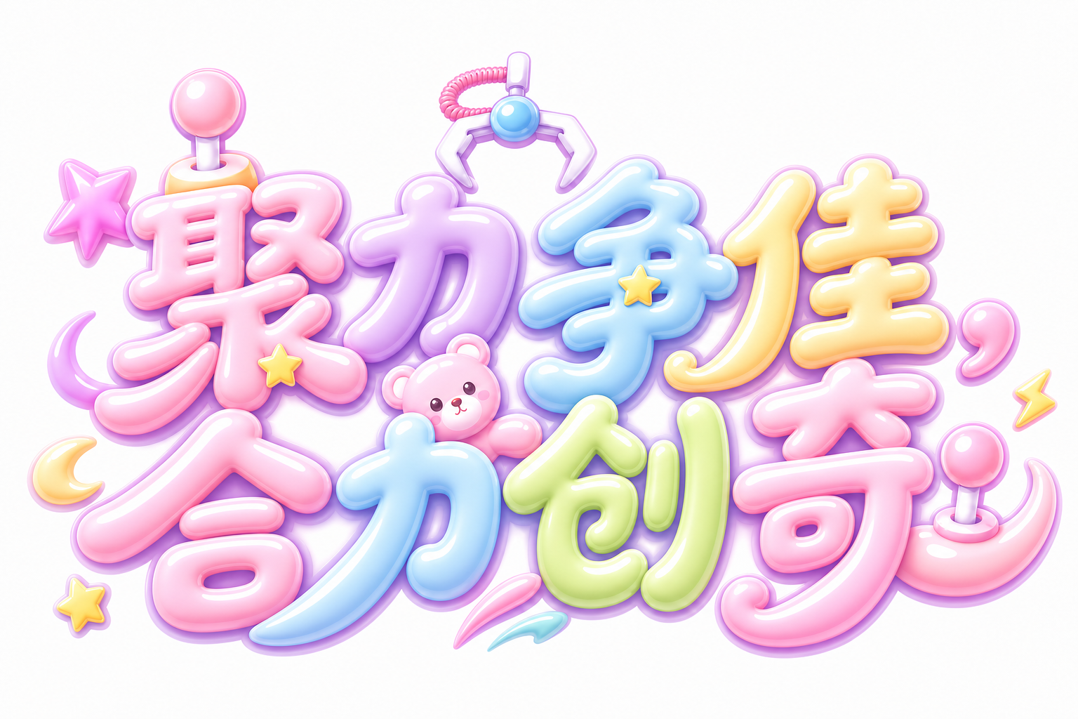 在当前基础上，保持文字内容"聚力争佳，合力创奇"不变，保持两行… - 图片创意预览