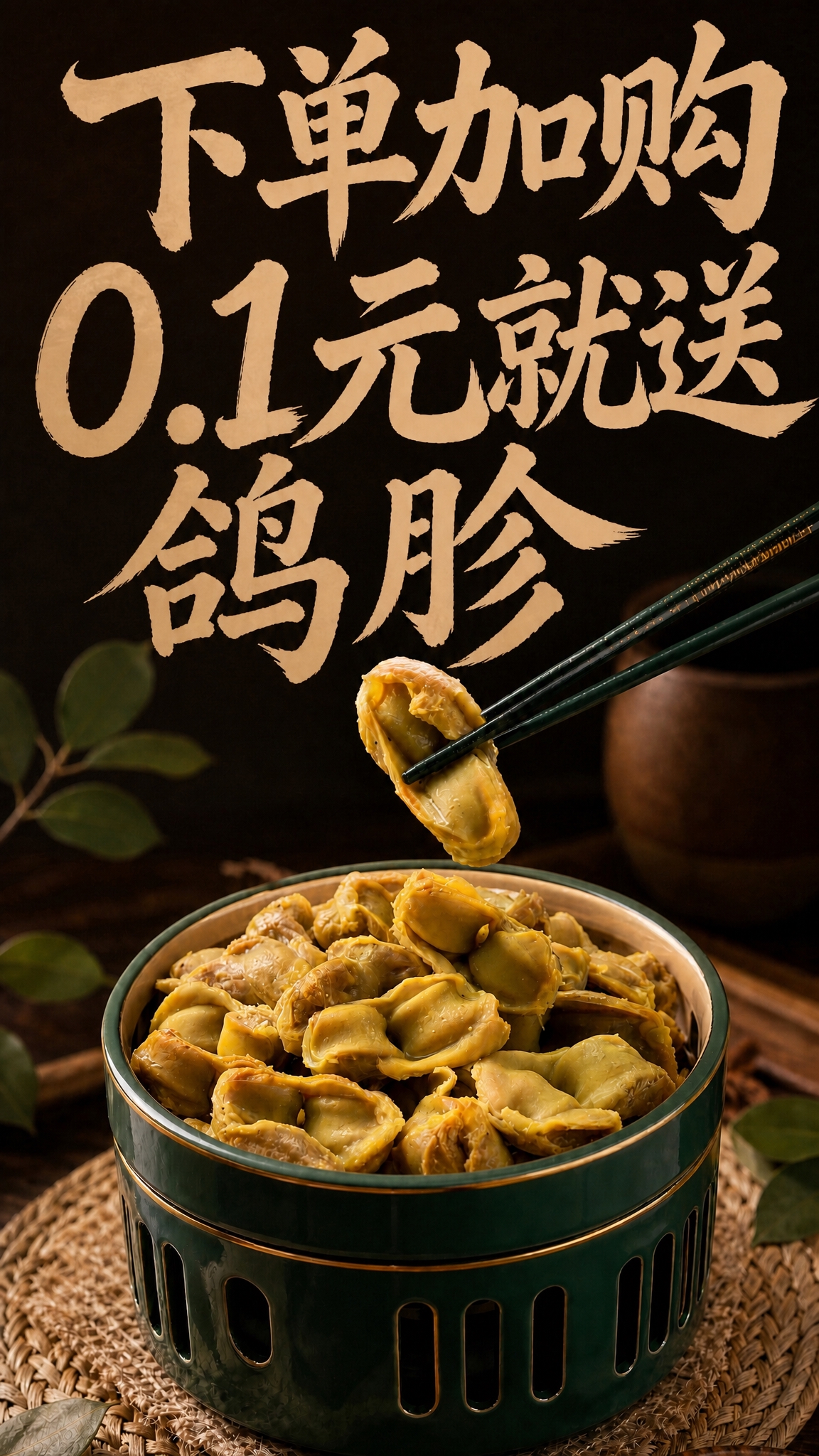 将图中顶部的文案“下单加购 0.1元就送鸽胗”字体放大，更加醒… - 图片创意预览