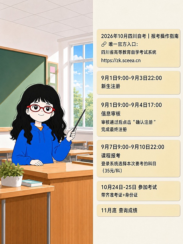 将这张图片调整为小红书竖版封面3:4比例，严格保持原图所有颜色、配色、色调完全不变，仅对上下区域进行自然延伸扩展，延伸区域的画面风格、颜色、亮度、画风与原图100%匹配，左侧教室场景、人物颜色、右侧浅黄色信息块的颜色都必须与原图完全一致，不改变任何原有颜色和色调