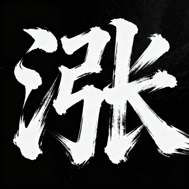 帮我设计一个“涨”书法字体 牛逼大气  笔触飞扬 黑底白字预览效果