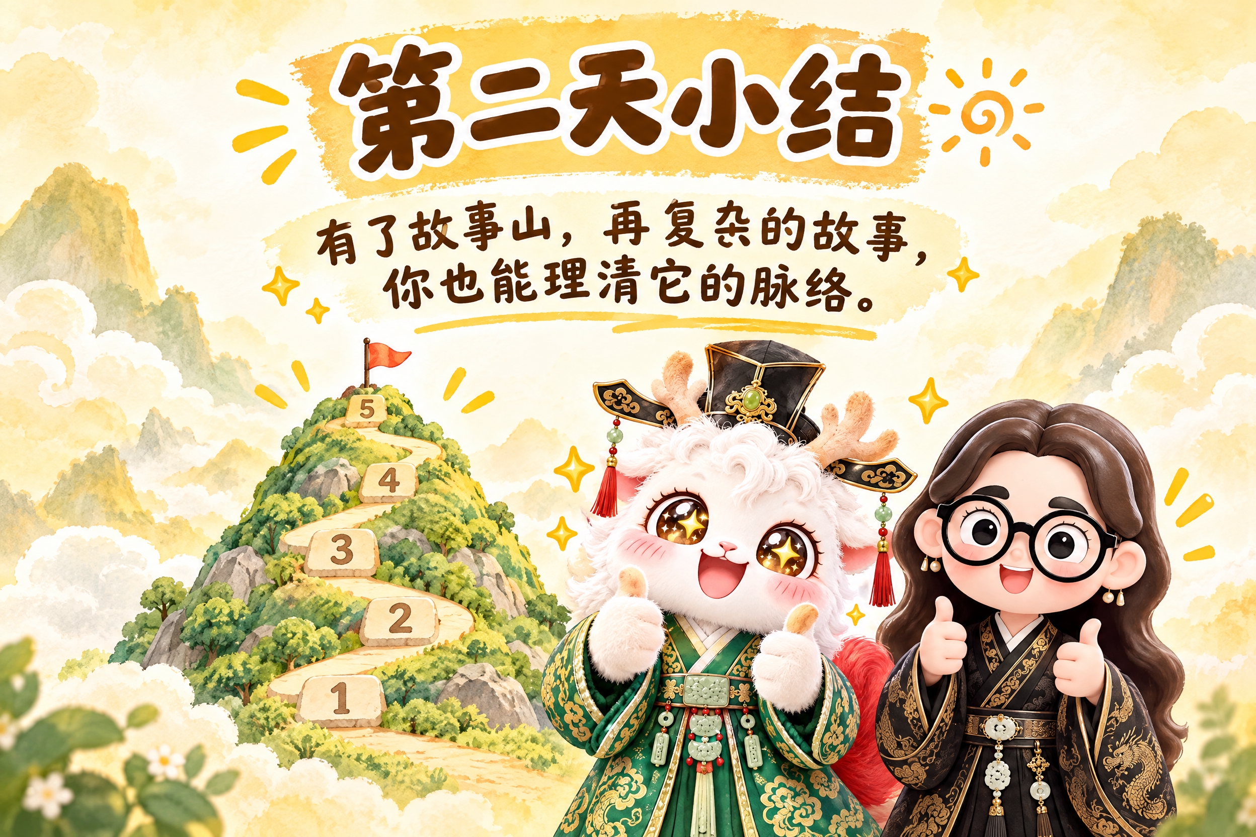 横版6寸比例的知识卡片设计，标题为"第二天小结"，内容为"有了… - 图片创意预览