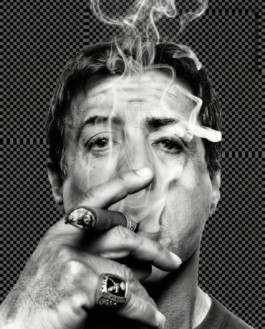 头发上方飘一些白烟，透明背景预览效果