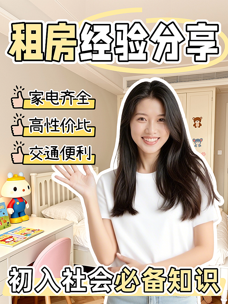 租房经验知识分享人像小红书封面