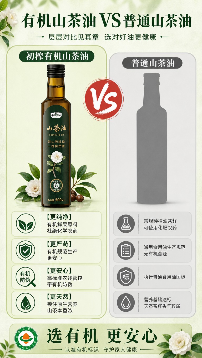 [商品] 使用【图1】禾粮花500ml有机山茶油玻璃瓶（正面）… - 图片创意预览