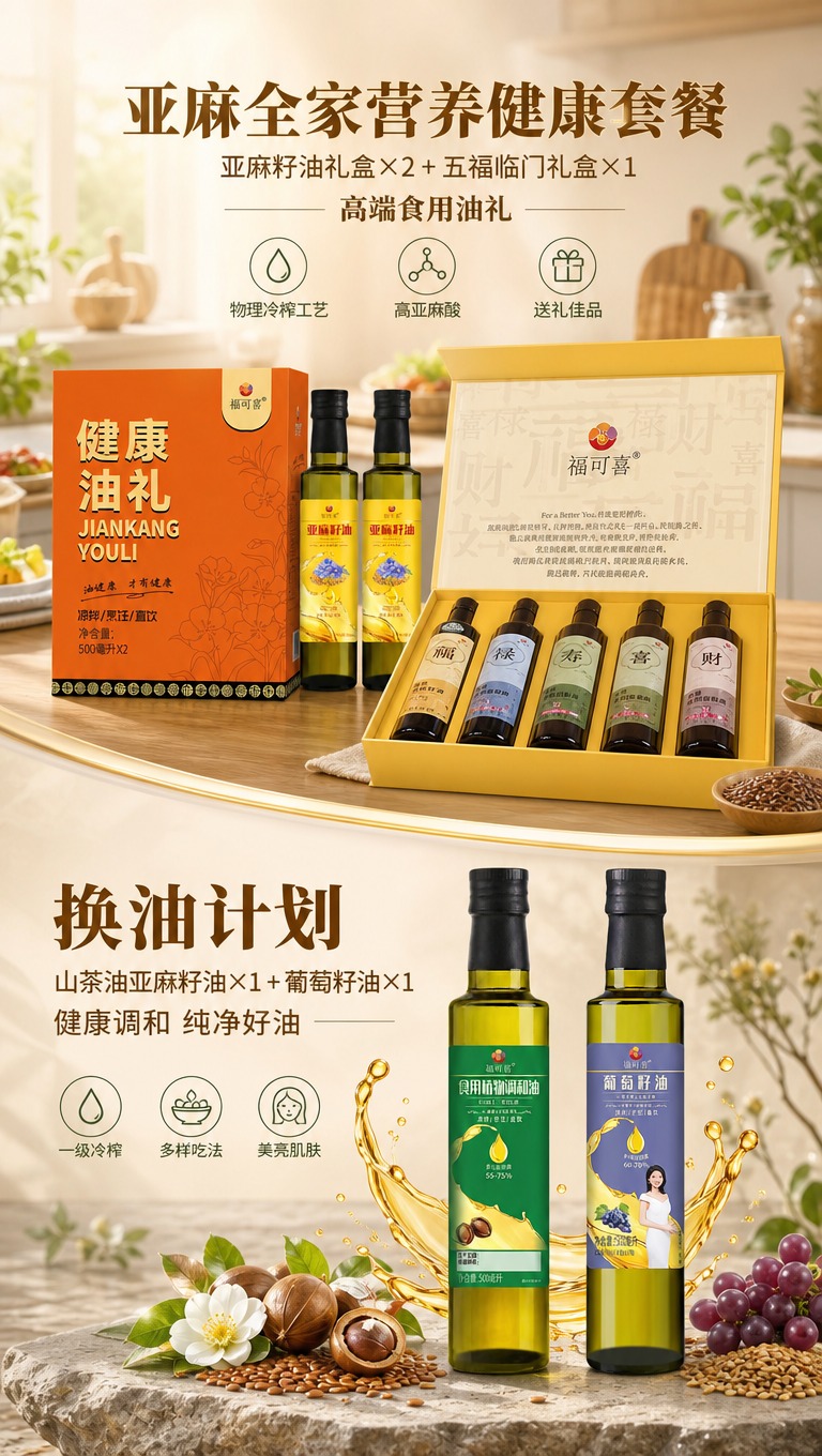 [商品] 使用【图7】福可喜亚麻籽油健康油礼礼盒（橙色礼盒+2… - 图片创意预览