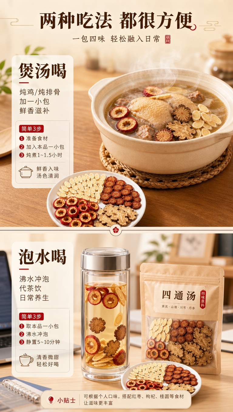 [商品] 使用【图1】四通汤四味原料（黄芪、山楂、川芎、丹参）… - 图片创意预览