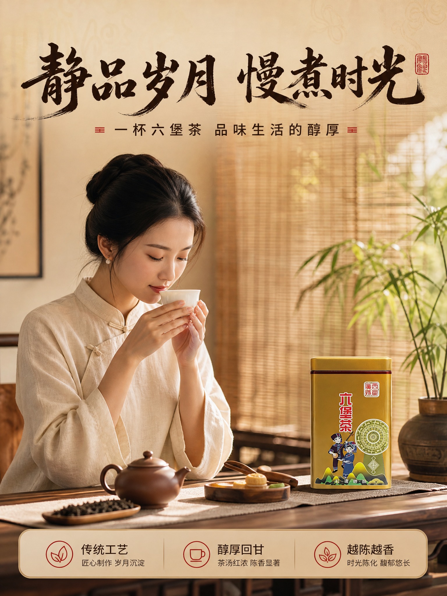 [商品] 使用【图1】广西六堡茶金色铁罐装；保留单罐金色金属罐… - 图片创意预览