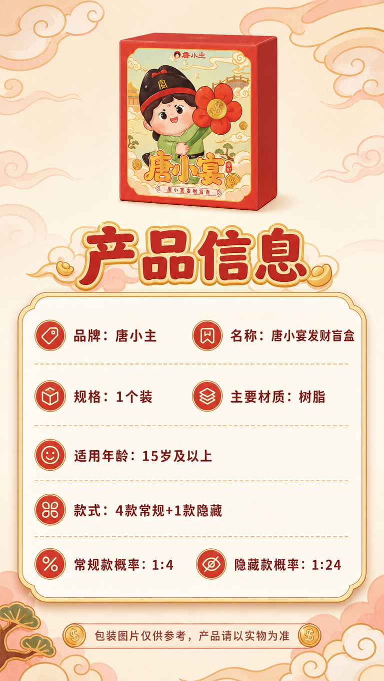 [商品] 使用【图1】唐小宴发财盲盒包装盒正面图；保留红色外盒… - 图片创意预览