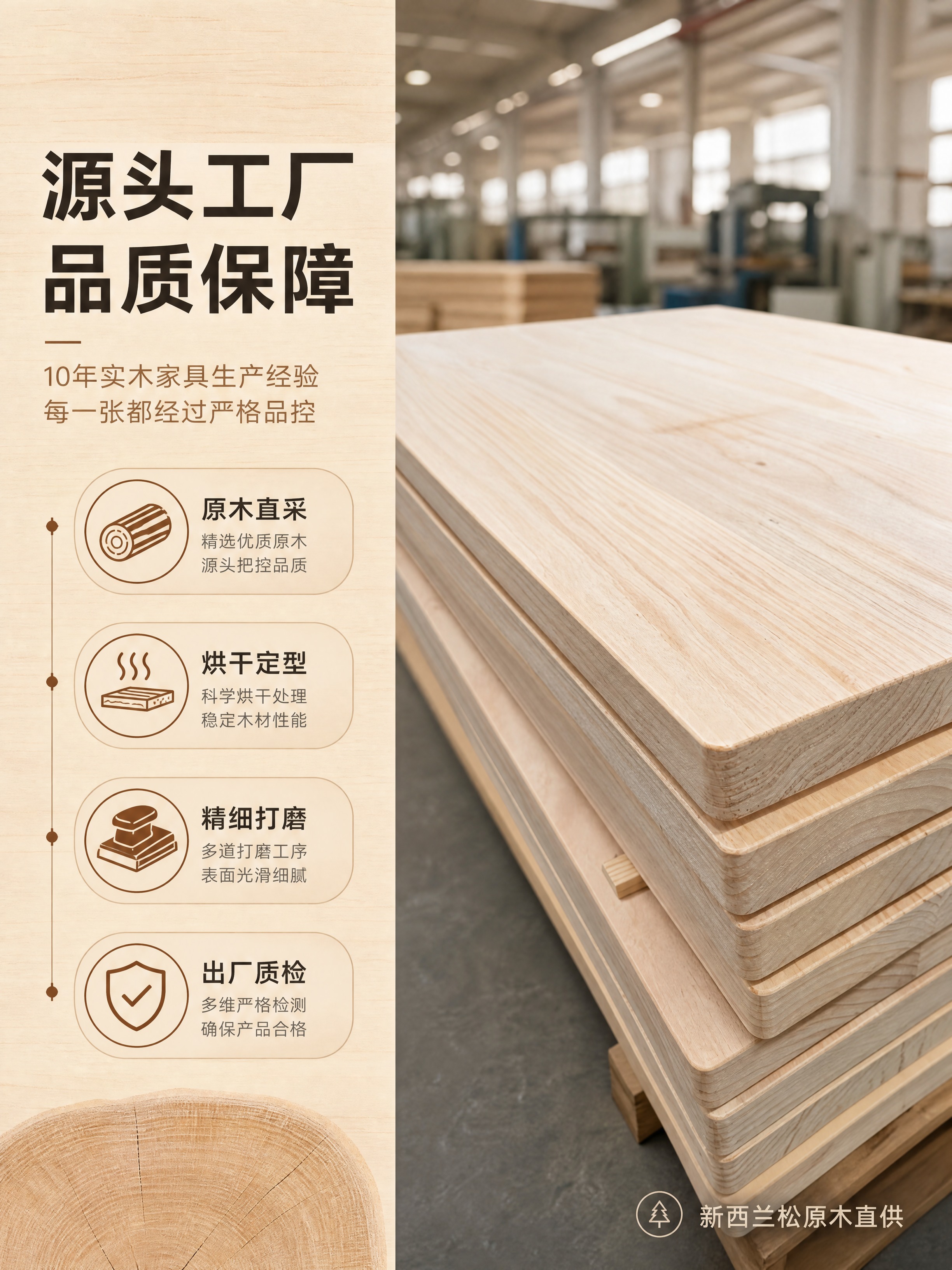 [商品] 使用【图7】新西兰松素板叠放实拍；保留实木板材的原木… - 图片创意预览