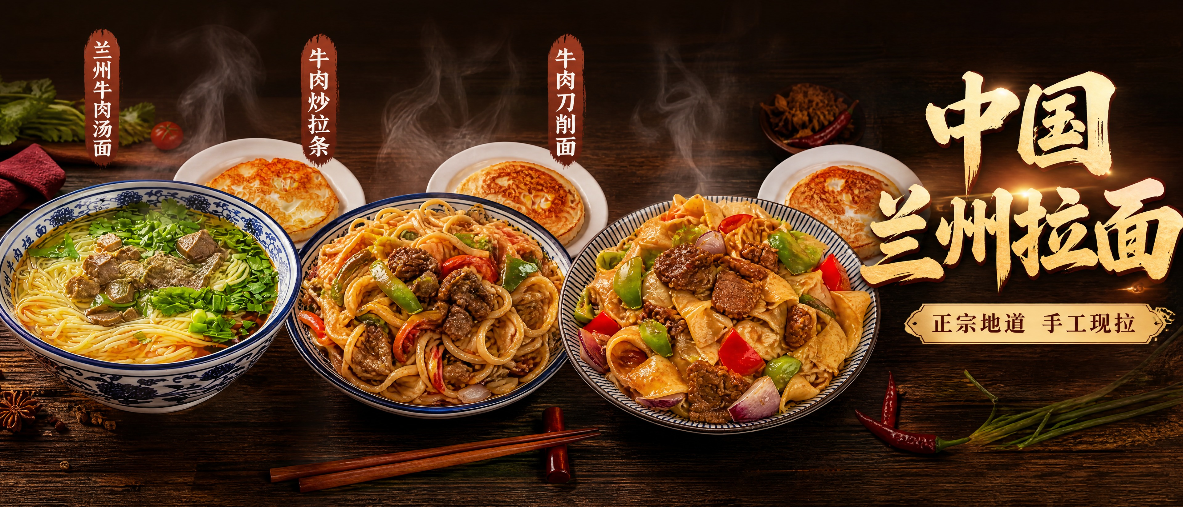 外卖店铺海报设计，尺寸1053*264px，超宽横版banne… - 图片创意预览