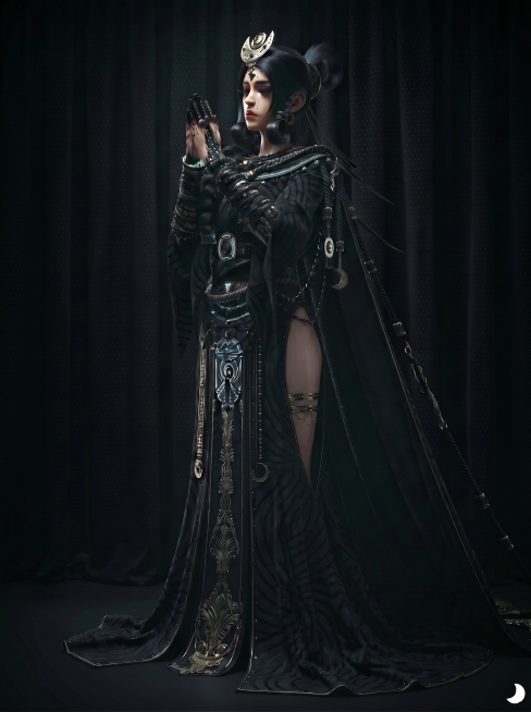 调整长裙开叉，只保留一条腿露出，保持整体风格、色调和其他服饰细节不变，符合内容规范预览效果