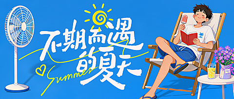 夏日节气大暑节气祝福清新漫画风插画公众号首图