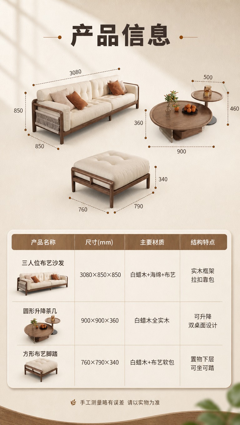 [商品] 使用【图1】沙发、【图2】茶几、【图3】脚踏；保留各… - 图片创意预览