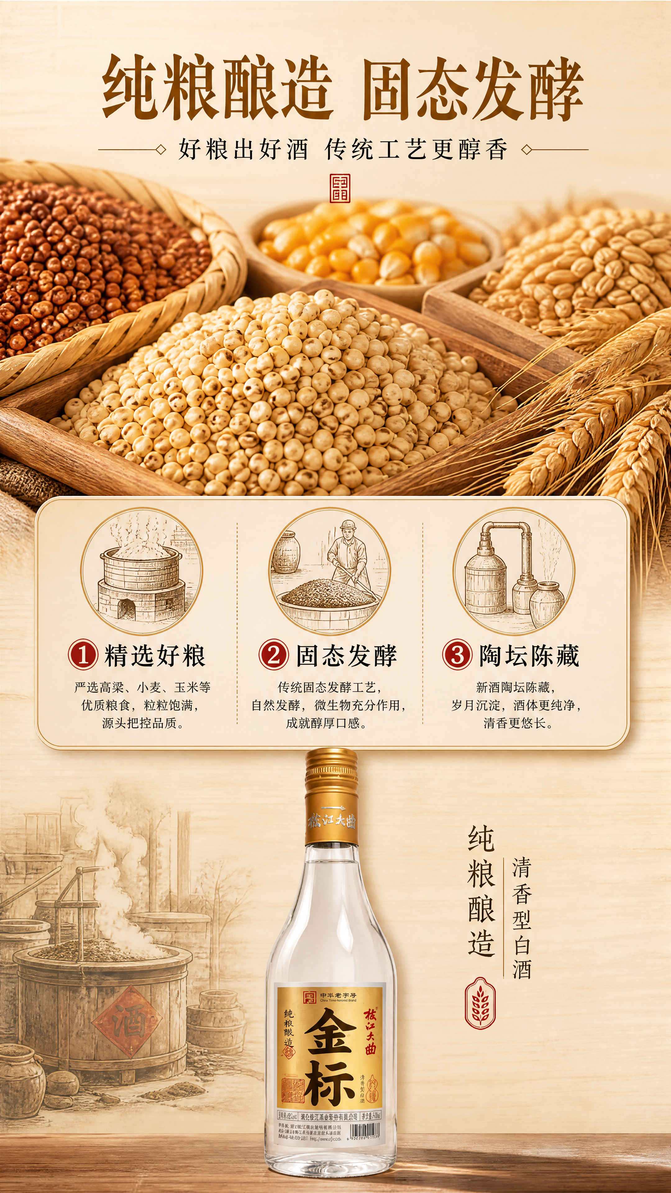 [商品] 使用【图1】枝江大曲金标清香型白酒；保留瓶身与标签全… - 图片创意预览