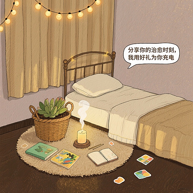 活动主题三：【我的“情绪补给站”】

活动类型： 情感营销 & 场景化种草

主题内容：
为一个提供 “治愈感”产品的品牌（如：香薰、茶饮、文创手账、小型绿植、零食等）策划一场情感向活动。邀请用户分享一个能让自己瞬间放松、充电的小角落或小仪式，并带上品牌产品。

• 活动口号： 寻找生活中的小确幸。分享你的治愈时刻，我用好礼为你充电。
• 核心机制： 用户分享带有情感故事和品牌产品的笔记→品牌挑选走心故事给予奖励。
  • 目标： 将产品与“治愈”、“自我关怀”等情感价值深度绑定，提升品牌温度和用户忠诚度。

创意思路与设计建议：

1. 创意核心： “故事”与“氛围”。避开直接的功能推销，切入当代年轻人“情绪疗愈”的普遍需求。通过征集故事，让用户自己来定义产品的价值，说服力更强。
2. 广告设计切入点：
   • 视觉锚点： 营造一个极具氛围感的 “治愈场景”。例如，黄昏的窗台上一杯冒热气的花茶、一本打开的书、一盏温暖的香薰灯（品牌产品作为主角）。
   • 信息分层：
     • 第一眼（情感触动）： 走心的文案，如 “你今天的情绪，是什么颜色？” 或 “这个角落，专治不开心”。
     • 第二眼（场景植入）： 氛围图中，品牌产品被自然地放置在最显眼的位置。
     • 第三眼（邀请分享）： 温柔的号召，如“来分享你的治愈法宝吧，抽10位送同款晚安香薰”。


要求：设计出来两版活动广告